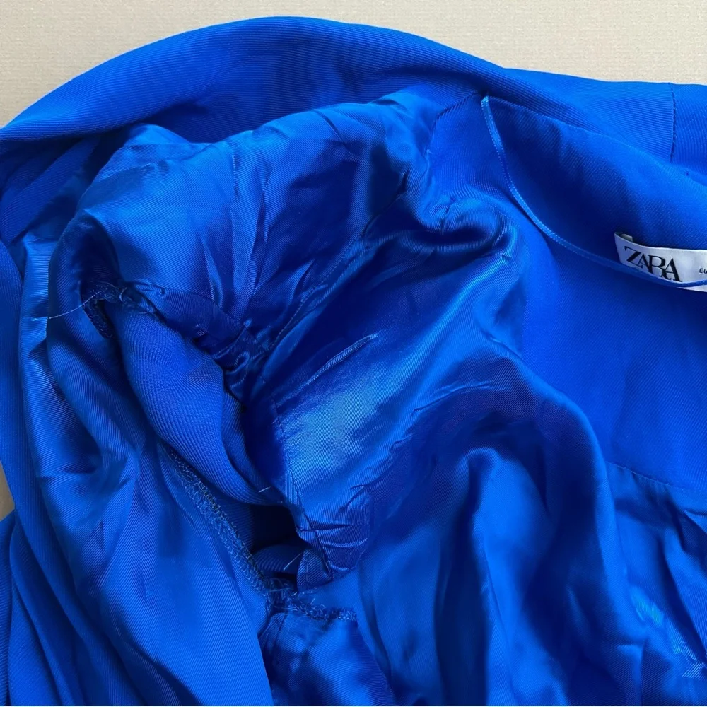 Zara Vibrant Cobalt Blue Blazer Wrap Dress - Picture 6 of 12